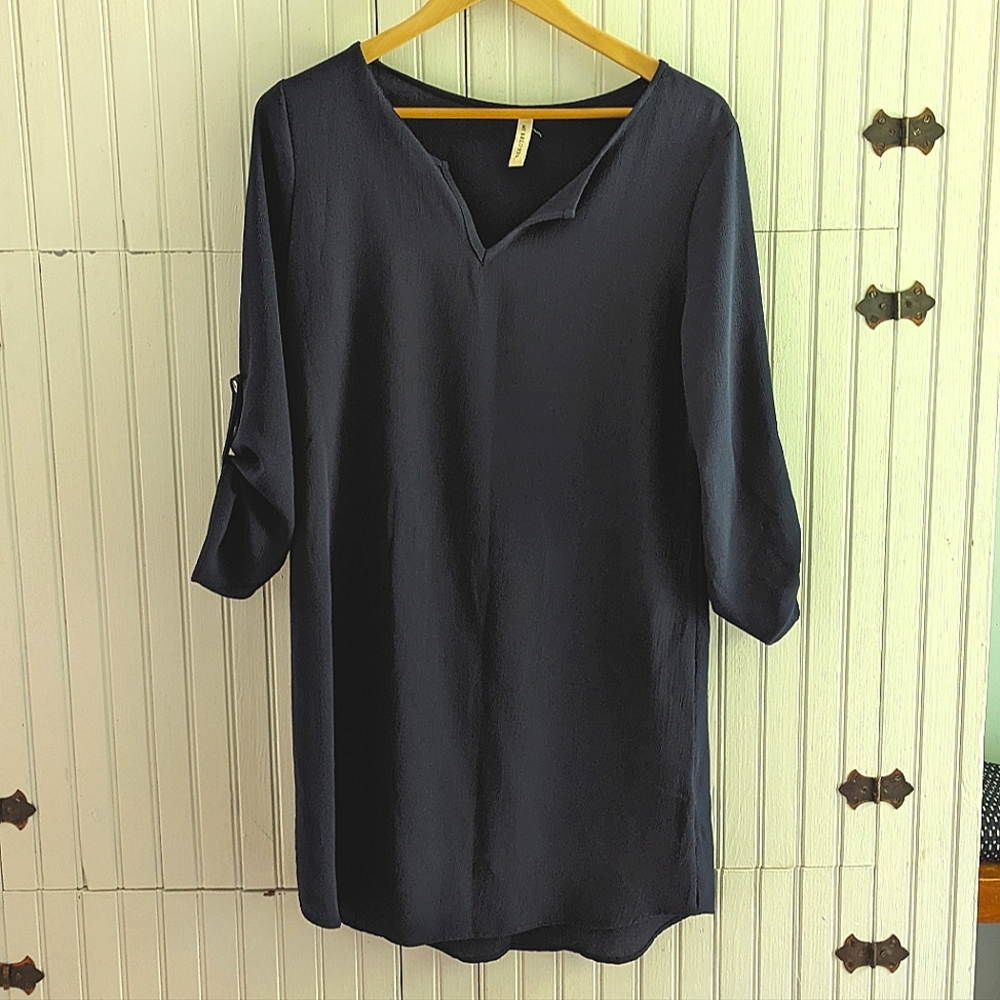 Navy, 3/4 sleeve shirt dress My Beloved, S